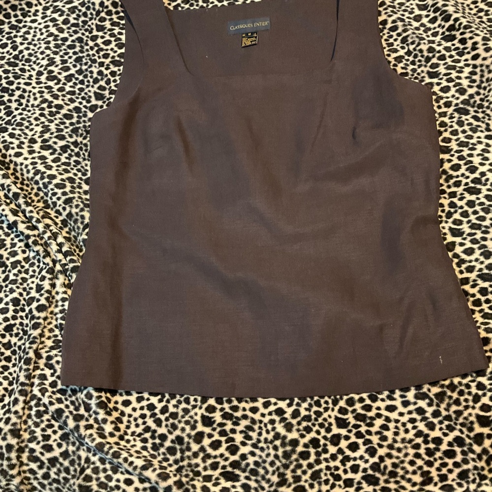 NORDSTROM CLASSIQUES ENTIER Brown Silk Linen Top